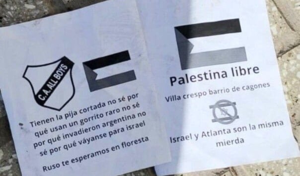 Flyers spread by All Boys football team supporters in Mendoza, Argentina, June 30, 2025 (social media)