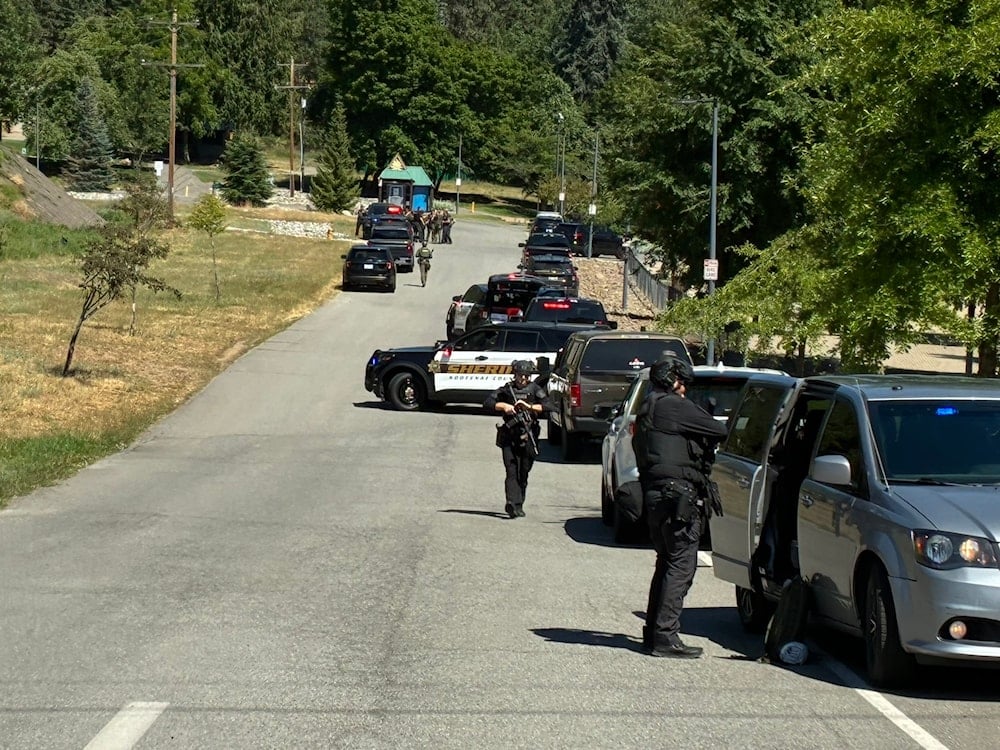 United States police forces present near the site of a shooting incident that targeted firefighters in Coeur d'Alene, Idaho, United States (Social media)
