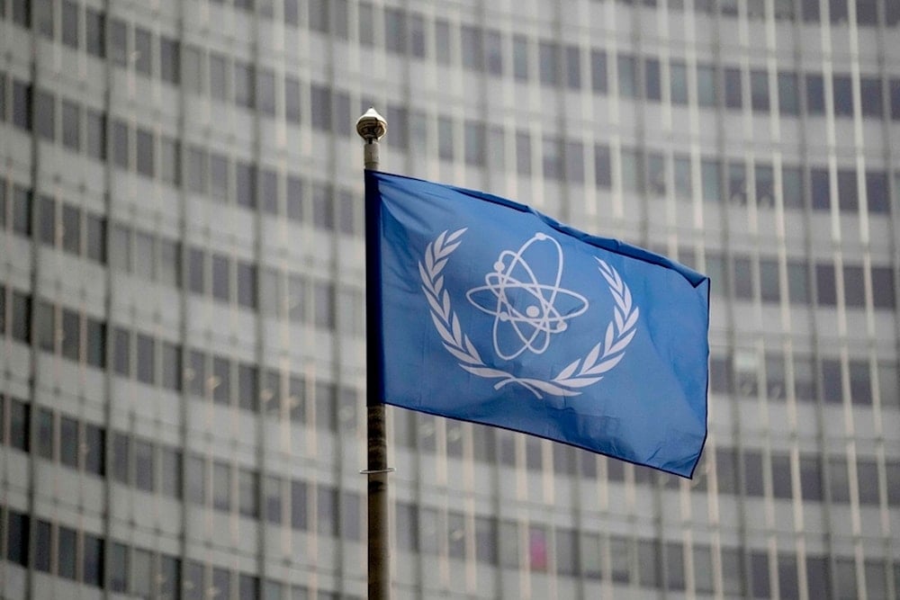 The flag of the International Atomic Energy Agency flies in front of its headquarters during an IAEA Board of Governors meeting in Vienna, Austria, Wednesday, Nov. 22, 2023. (AP)