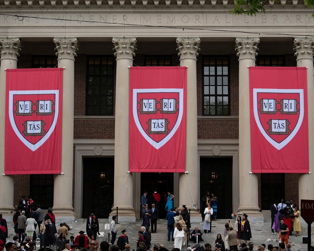 The Widener library during Harvard’s 374th commencement in Cambridge, Massachusetts, on 29 May 2025 (Rick Friedman/AFP)