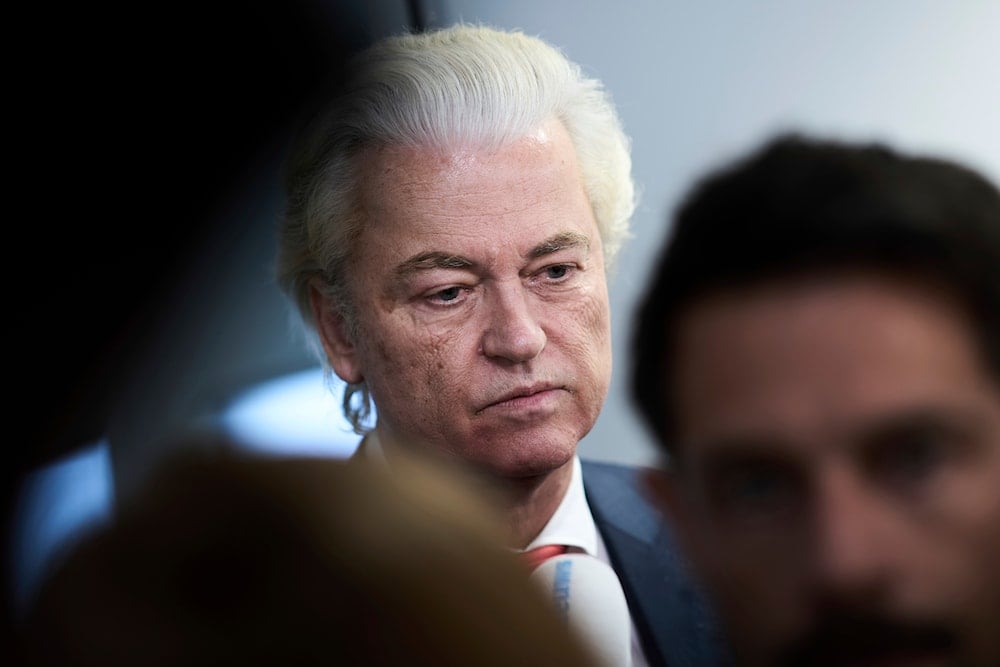 Far-right lawmaker Geert Wilders appears after pulling his party out of the four-party Dutch coalition in The Hague, Netherlands, Tuesday, June 3, 2025 (AP)