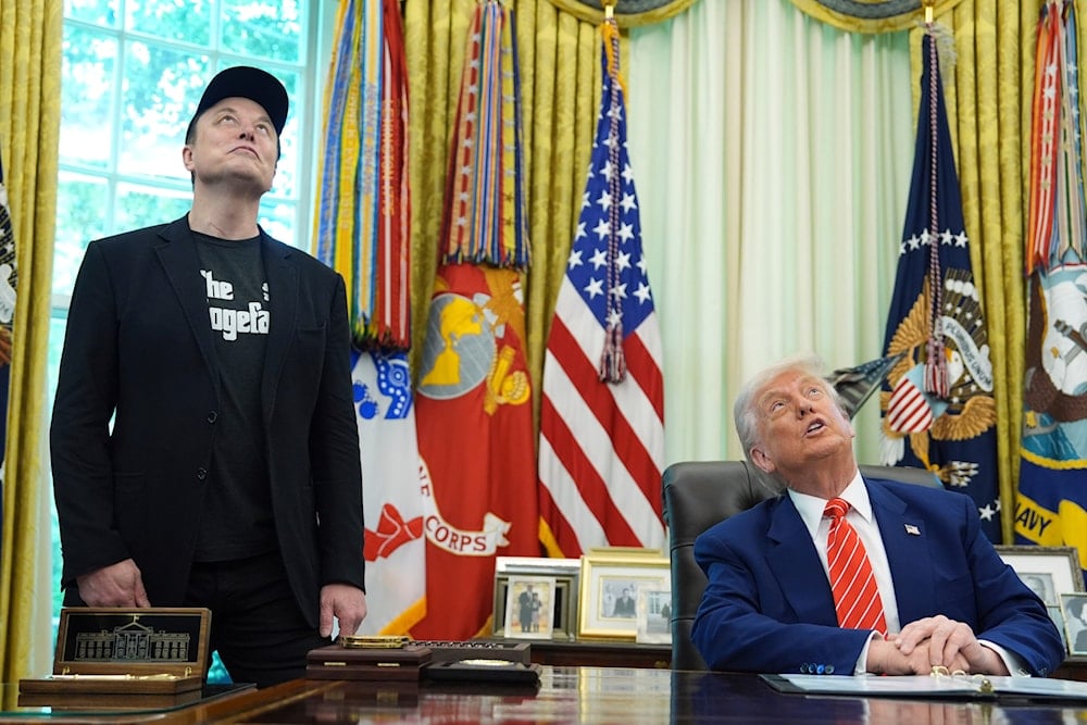 President Donald Trump speaks during a news conference with Elon Musk in the Oval Office of the White House, Friday, May 30, 2025, in Washington (AP)