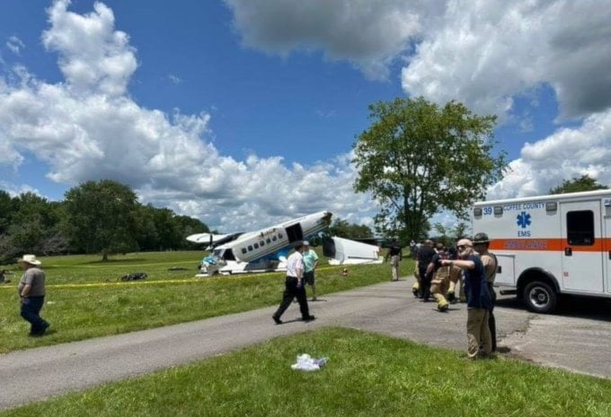 The scene of the plane crash in Tennessee, United Stated, June 8 2024 (social media)