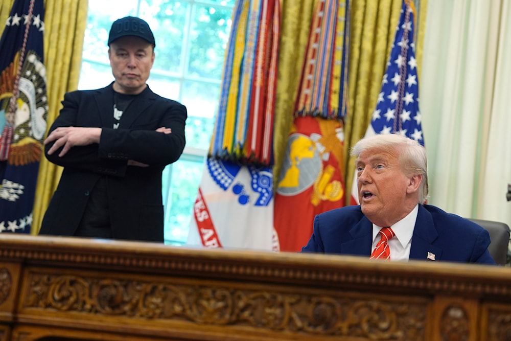 President Donald Trump speaks during a news conference with Elon Musk in the Oval Office of the White House, Friday, May 30, 2025, in Washington (AP)