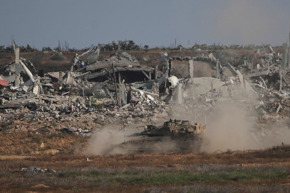 An Israeli tank manoeuvres in the Gaza Strip, May 19, 2025. (AP)
