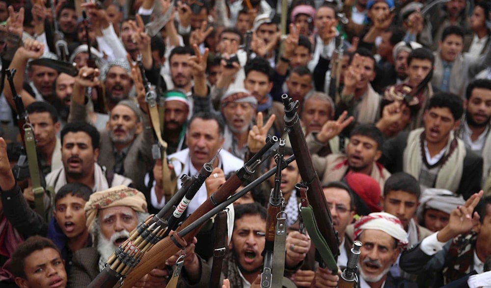 Yemenis shout slogans during a weekly pro-Palestine rally in Sanaa, Yemen, Friday, July 4, 2025. (AP)