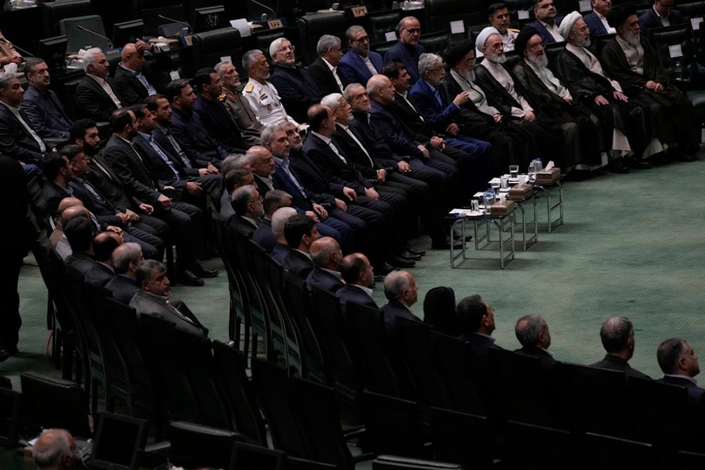 Iranian top officials attend a memorial at the parliament in Tehran, Iran, Wednesday, May 21, 2025 (AP)