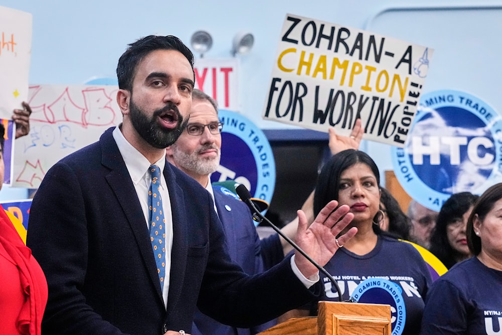 Democrat mayoral candidate Zohran Mamdani speaks during a rally at the Hotel & GamingTrades Council headquarters in New York, Wednesday, July 2, 2025. (AP )