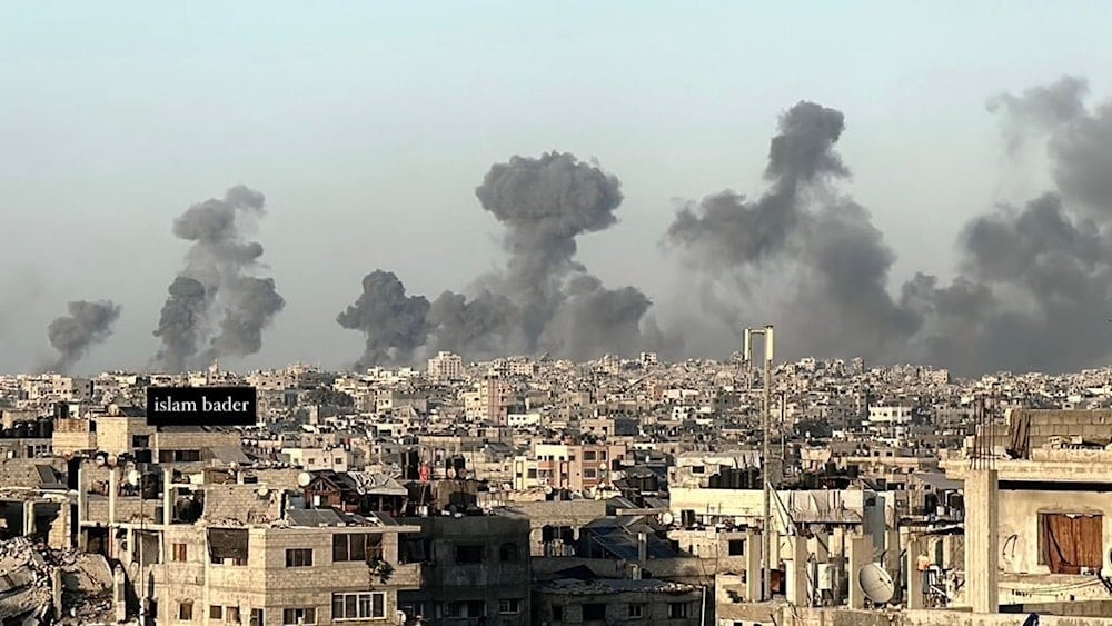Smoke rises after the Israeli Air Force launched a fire belt on the city of Beit Hanoun, Gaza, Occupied Palestine, July 12, 2025 (X/ @islambader_1988)