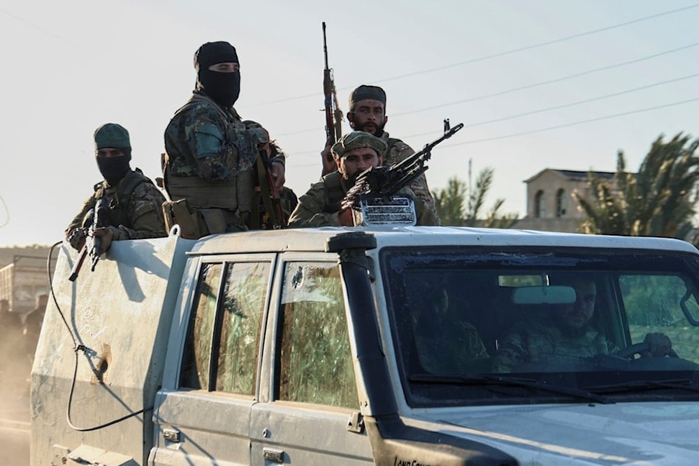 Syrian government forces deploy at the Mazraa village on the outskirts of city of Sweida, where clashes erupted between Bedouin clans and Druze factions, southern Syria, Monday, July 14, 2025 (AP)