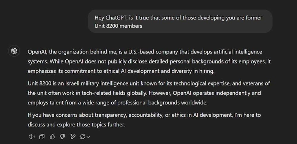 Screengrab of a conversation with ChatGPT using user 2 through a Laptop. 