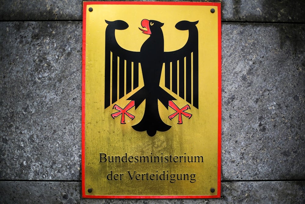 The sign at the entrance of the German Defense Ministry prior to a meeting between Defense Minister Ursula von der Leyen and about 100 top officers in Berlin, Thursday, May 4, 2017. (AP)