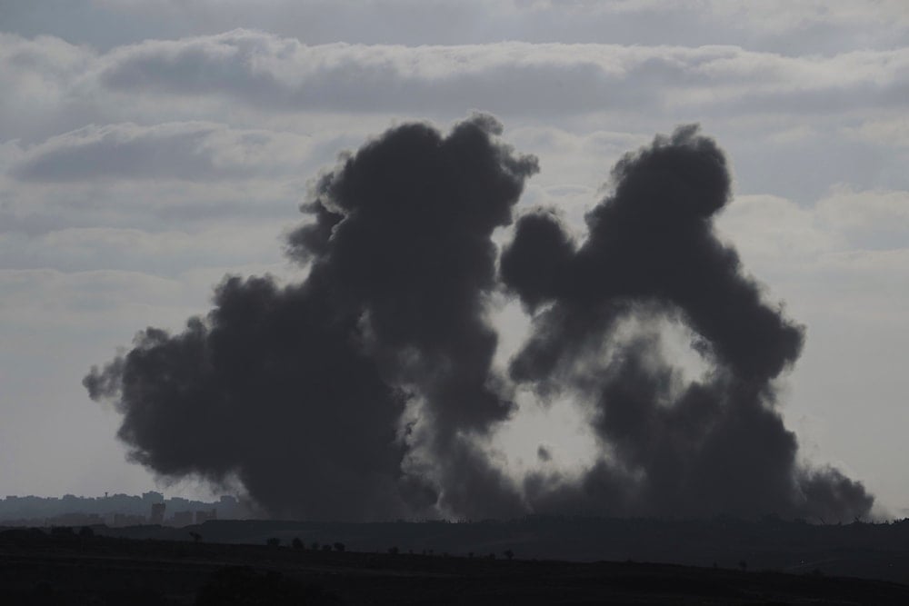 Smoke from Israeli bombardment of the northern Gaza Strip near, Gaza, Occupied Palestine, Monday, July 14, 2025 (AP)