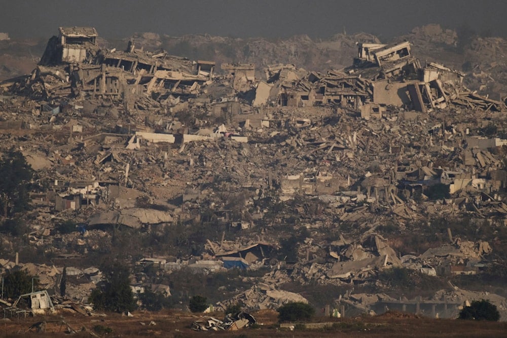 Buildings that were destroyed during the Israeli ground and air operations stand in northern of Gaza Strip, Occupied Palestine, Thursday, July 10, 2025 (AP)