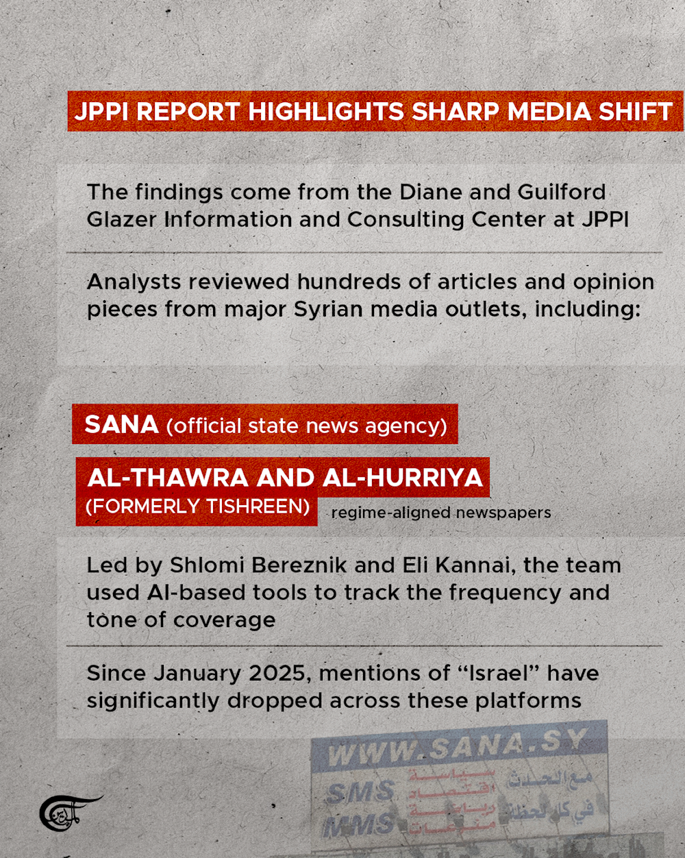 New Syrian President, New Headlines: Where Did 'Israel' go?: A JPPI study 