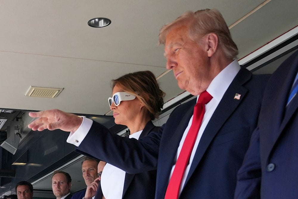 President Donald Trump, right, and first lady Melania Trump attend the Club World Cup final soccer match, at MetLife Stadium in East Rutherford, NJ, Sunday, July 13, 2025 (AP)