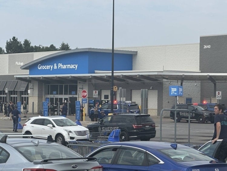 The scene of the stabbing incident in Michigan outside Walmart on July 26, 2025. (Social Media)