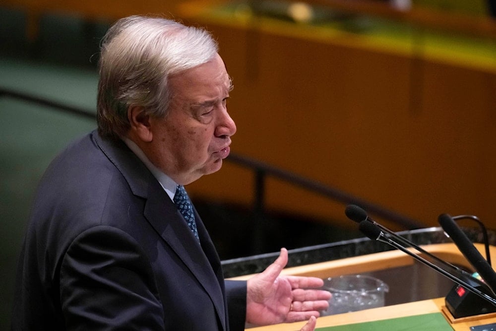 United Nations Secretary General Antonio Guterres speaks during a high-level International Conference for the Peaceful Settlement of the Question of Palestine and the Implementation of the Two-State solution at the UN HQs, Monday, July 28, 2025 (AP)