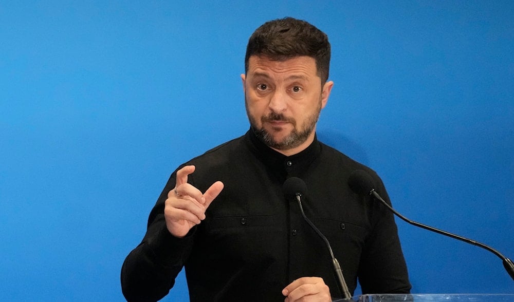 Ukraine's President Volodymyr Zelensky speaks with reporters during the Ukraine Recovery Conference at La Nuvola convention center in Rome, Thursday, July 10, 2025. (AP)