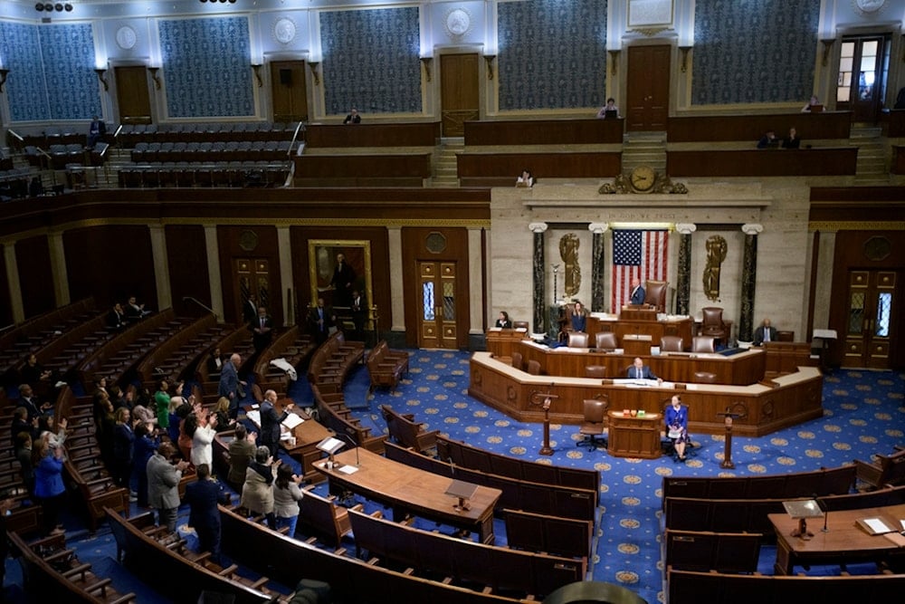 House Minority Leader Hakeem Jeffries, left, speaks in the House chamber prior to the final vote for President Donald Trump's signature bill of tax breaks and spending cuts, at the Capitol, Thursday, July 3, 2025, in Washington (AP)