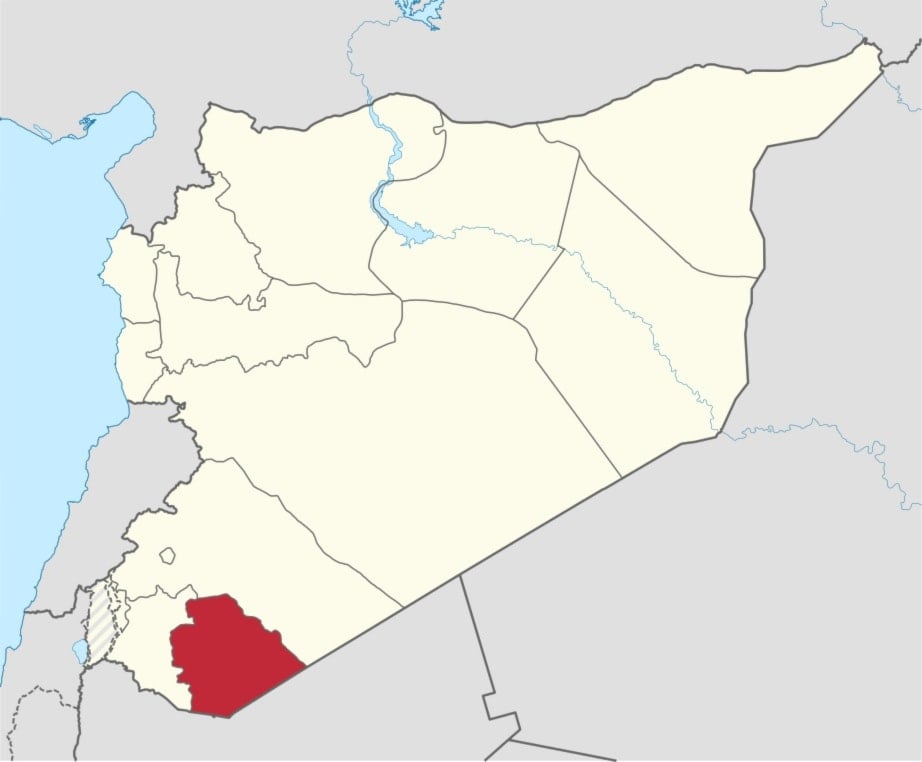 A map showing the province of Sweida (Wikipedia commons)