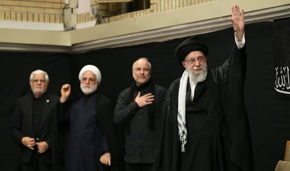Sayyed Khamenei attends the Ashura eve mourning ceremony held Saturday night at the Imam Khomeini Hussainiya in Tehran, July 5, 2025 (Social Media)