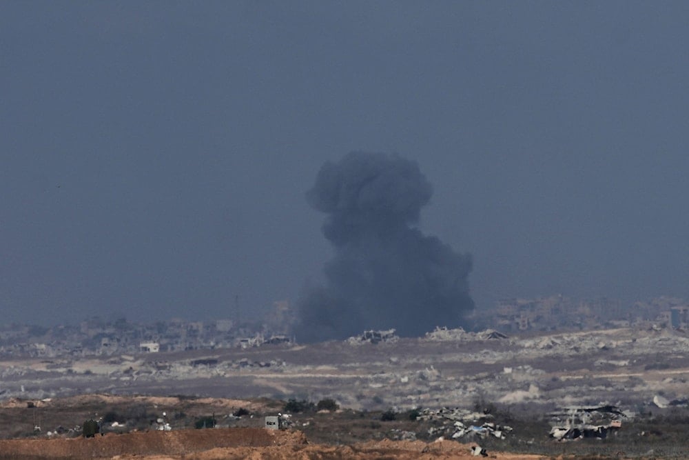 Smoke from an Israeli bombardment rises over the Gaza Strip, seen from the Occupied Territories, Sunday, July 6, 2025 (AP)