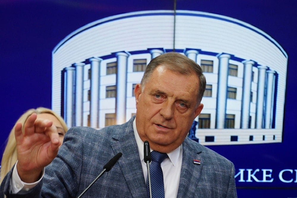 Bosnian Serb President Milorad Dodik speaks during a press conference, in the Bosnian town of Banja Luka, 240 kms northwest of Sarajevo, Friday, August 1, 2025 (AP)