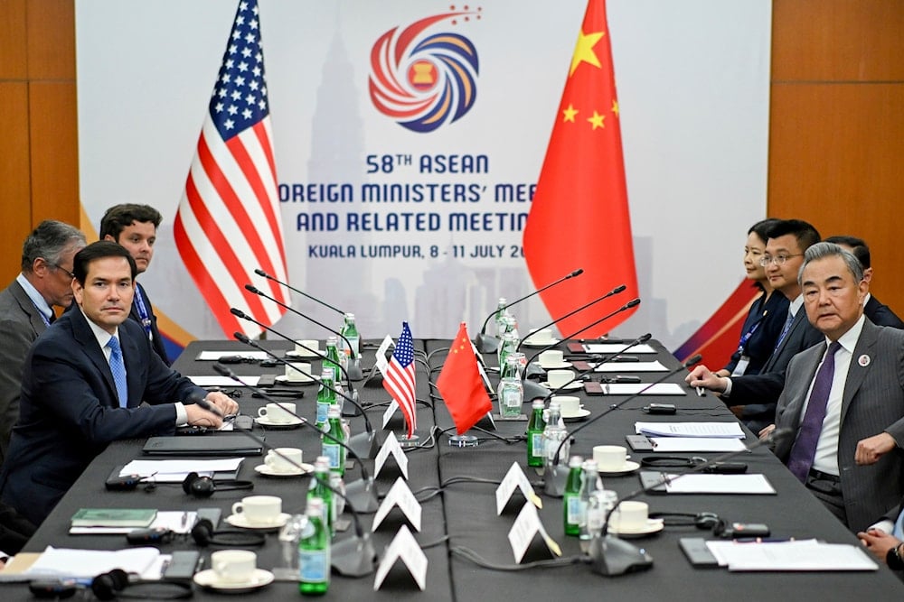 US Secretary of State Marco Rubio, meets with China's Foreign Minister Wang Yi, during the 58th ASEAN Foreign Ministers' meeting and related meetings at the Convention Centre in Kuala Lumpur on July 11, 2025 (AP)