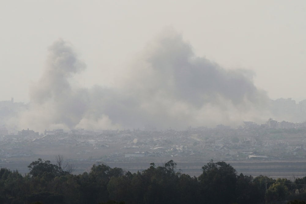 Smoke rises following an Israeli bombardment in the Gaza Strip, Occupied Palestine, Sunday, Aug. 10, 2025 (AP)