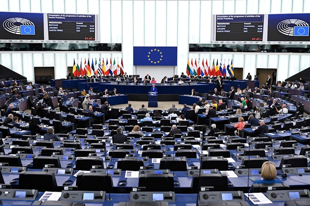 Denmark's Prime Minister Mette Frederiksen delivers her speech as Denmark holds the rotating presidency of the Council of Europe, Tuesday, July 8, 2025 at the European Parliament in Strasbourg, eastern France (AP)