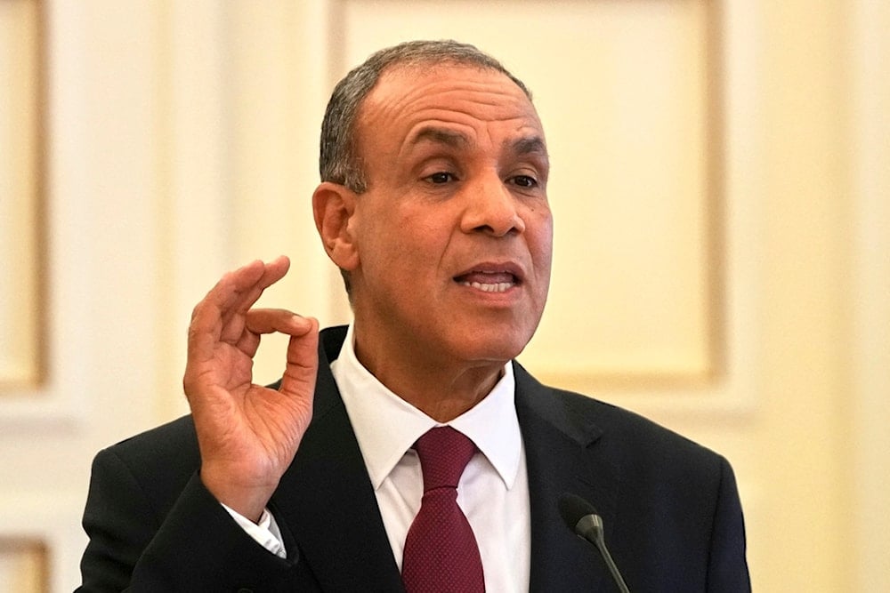 Egyptian Foreign Minister Badr Abdelatty speaks to reporters with his Greek counterpart George Gerapetritis after their meeting in Athens, Greece, Wednesday, August 6, 2025 (AP)