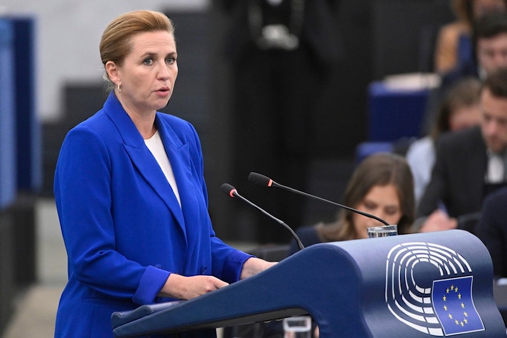 Denmark's Prime Minister Mette Frederiksen delivers her speech as Denmark holds the rotating presidency of the Council of Europe, Tuesday, July 8, 2025, at the European Parliament in Strasbourg, eastern France (AP)  