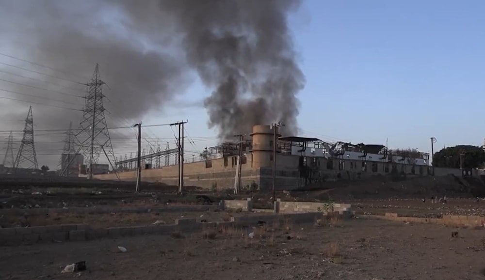Smoke rises from the Yemeni Haziz Power Plant after an overnight Israeli airstrike, August 17, 2025 (social media)