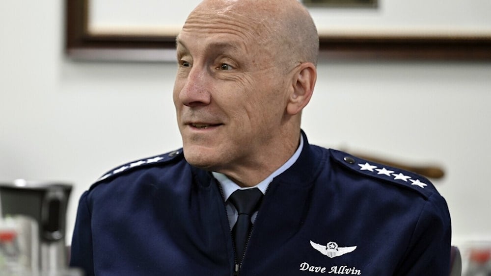 In this image provided by the Air Force, Air Force Vice Chief of Staff Gen. David Allvin speaks with civic leaders from communities near Hill Air Force Base, Utah, during a meeting at the Pentagon, June 21, 2023.  (Eric Dietrich/U.S. Air Force via AP)