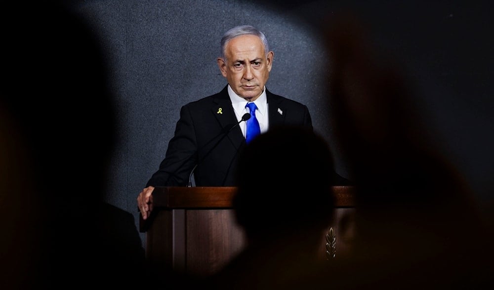Israeli Prime Minister Benjamin Netanyahu attends the US Independence Day reception, hosted by Newsmax, in occupied al-Quds on Aug. 13, 2025. (AP)