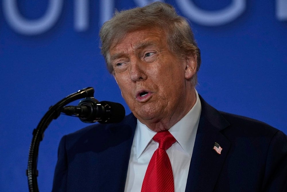 President Donald Trump speaks during a news conference with Russia's President Vladimir Putin at Joint Base Elmendorf-Richardson, Alaska, Friday, Aug. 15, 2025. (AP)
