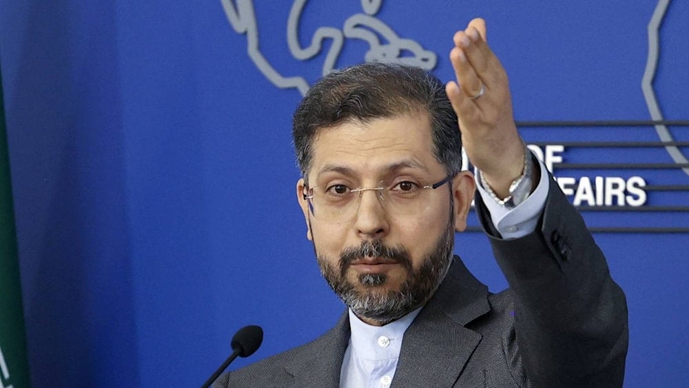 Iran's then foreign ministry spokesman Saeed Khatibzadeh speaks during a press conference in Tehran, on 11 April 2022 (AFP)