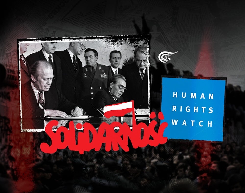 Almost instantly after the Helsinki Accords were signed, organisations sprouted to document purported violations, whose findings were fed to overseas embassies for international amplification. (Al Mayadeen English; Illustrated by Zeinab el-Hajj)