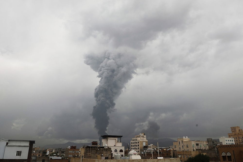Smoke billows following Israeli airstrikes in multiple areas in Sanaa, Yemen, Sunday, Aug. 24, 2025 (AP)