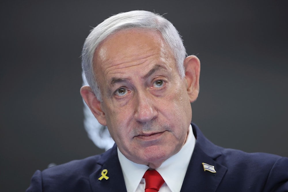 Israeli Prime Minister Benjamin Netanyahu speaks during a press conference at the Prime minister's office in al-Quds, Occupied Palestine, Sunday, Aug. 10, 2025 (AP)
