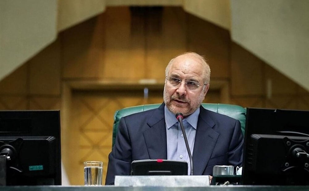 Iran's Parliament speaker Mohammad Bagher Ghalibaf in a parliament session on January 26, 2025. (Tasnim)