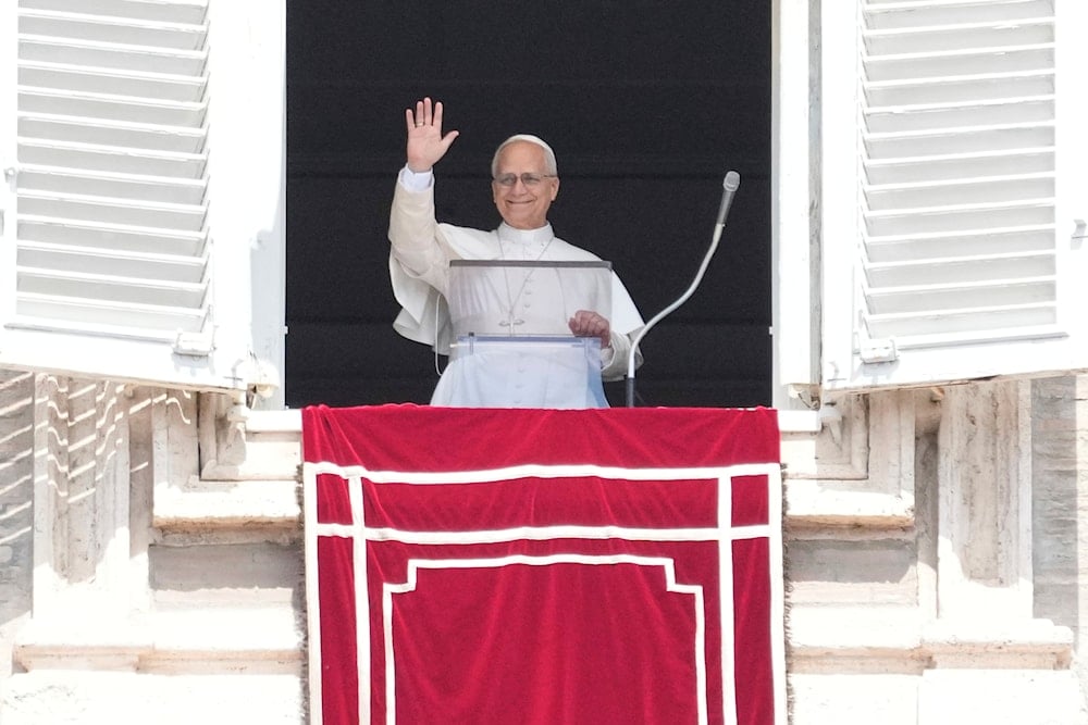 Pope Leo XIV delivers the Angelus prayer in St. Peter's Square at the Vatican, Sunday, Aug. 24, 2025 (AP)