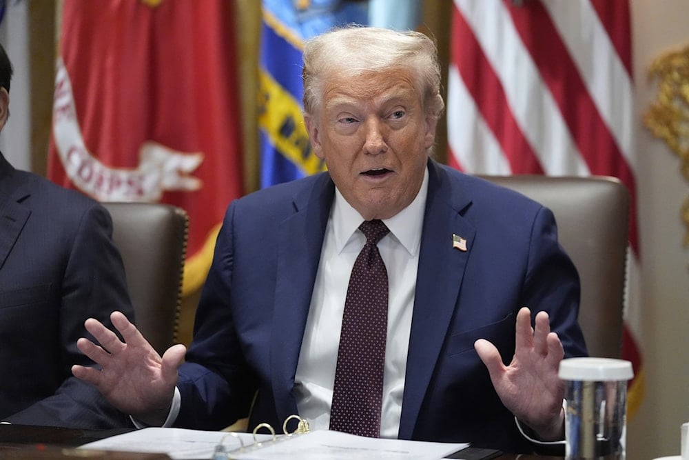 President Donald Trump speaks during a cabinet meeting, Tuesday, Aug. 26, 2025, at the White House in Washington (AP)