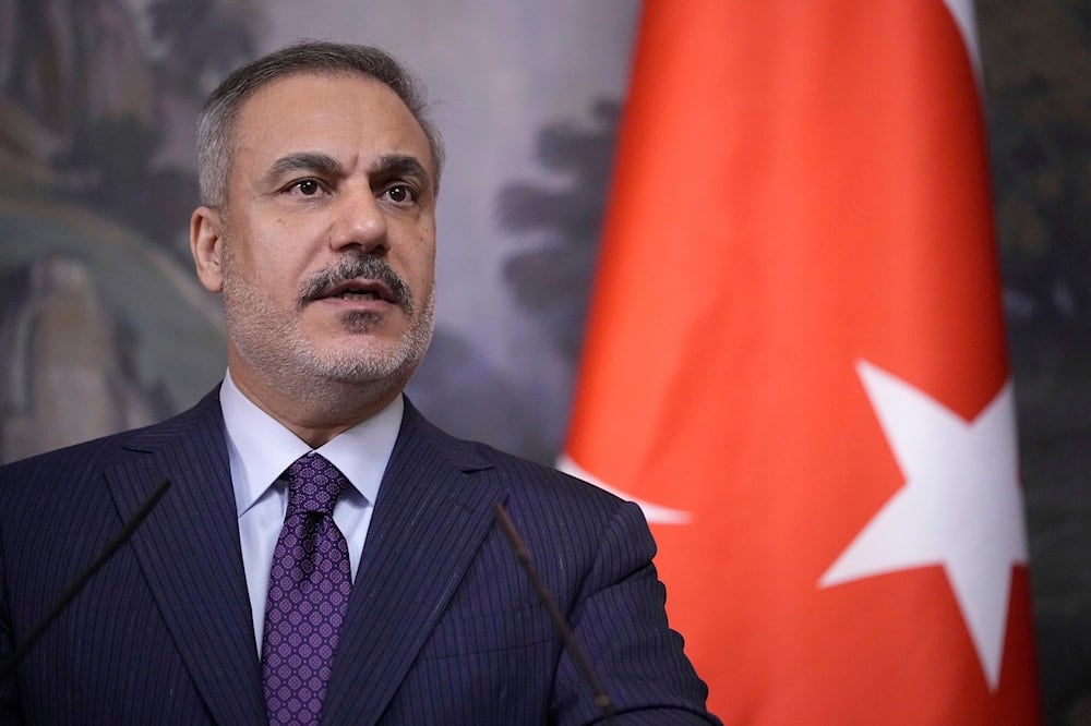 Turkish Foreign Minister Hakan Fidan speaks during a joint news conference following a meeting with Russian Foreign Minister Sergey Lavrov in Moscow, Russia, Tuesday, May 27, 2025 (AP)