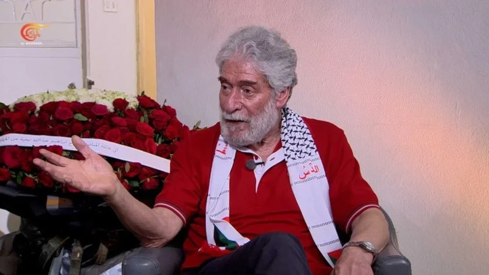 Freed Lebanese freedom fighter Georges Abdallah during an interview on Al Mayadeen, which aired on Sunday, August 3, 2025 (Al Mayadeen screengrab)