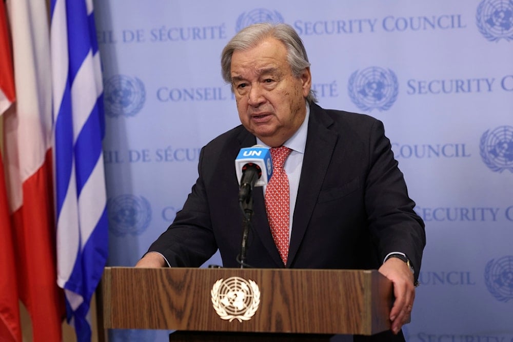 United Nations Secretary General Antonio Guterres gives a statement about the situation in Gaza at UN headquarters, Friday, June 27, 2025 (AP)
