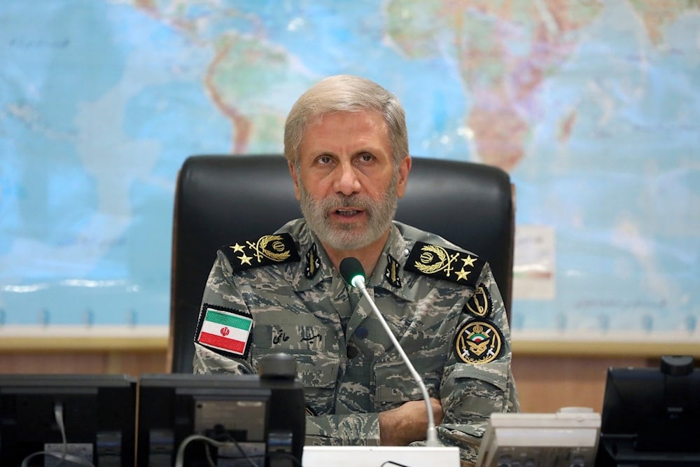 Iran's army commander-in-chief Gen. Amir Hatami attends a video call with top commanders, in Zolfaghar central headquarters, Iran, June 23, 2025 (AP)