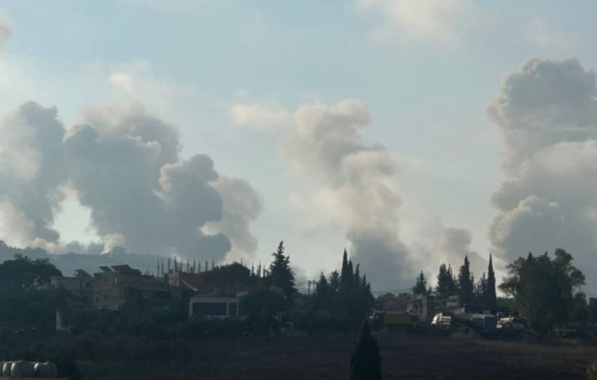 Smoke plumes rise over the Nabatieh governorate in southern Lebanon on August 31, 2025 (Social media)