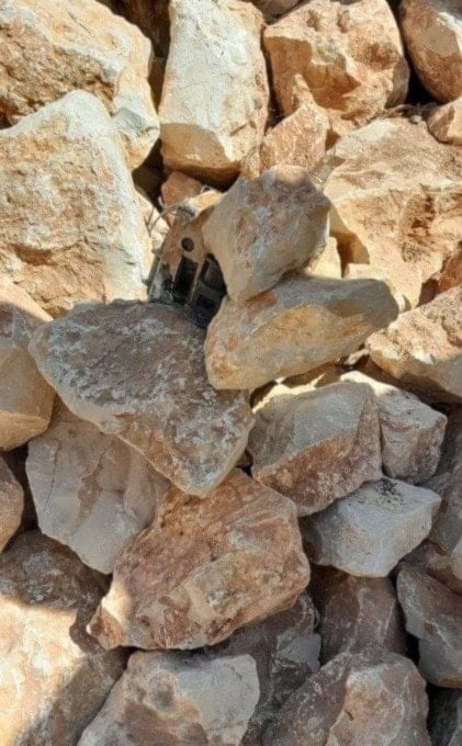 A spycam hidden among rocks in Yaroun, southern Lebanon, August 4, 2025 (Social media)